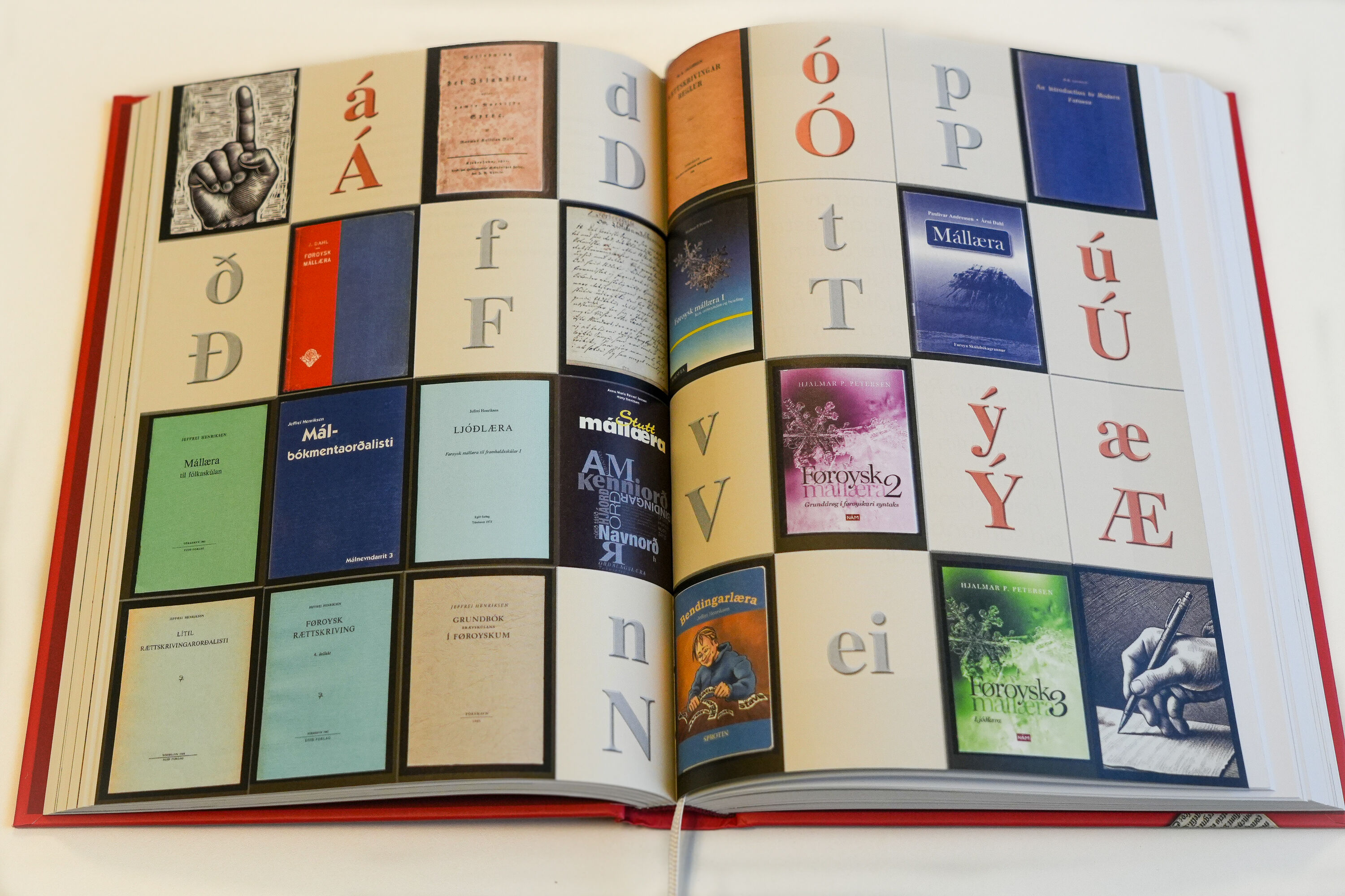 Seiten des Buchs „Føroysk málsøga“ (Färöische Sprache).
