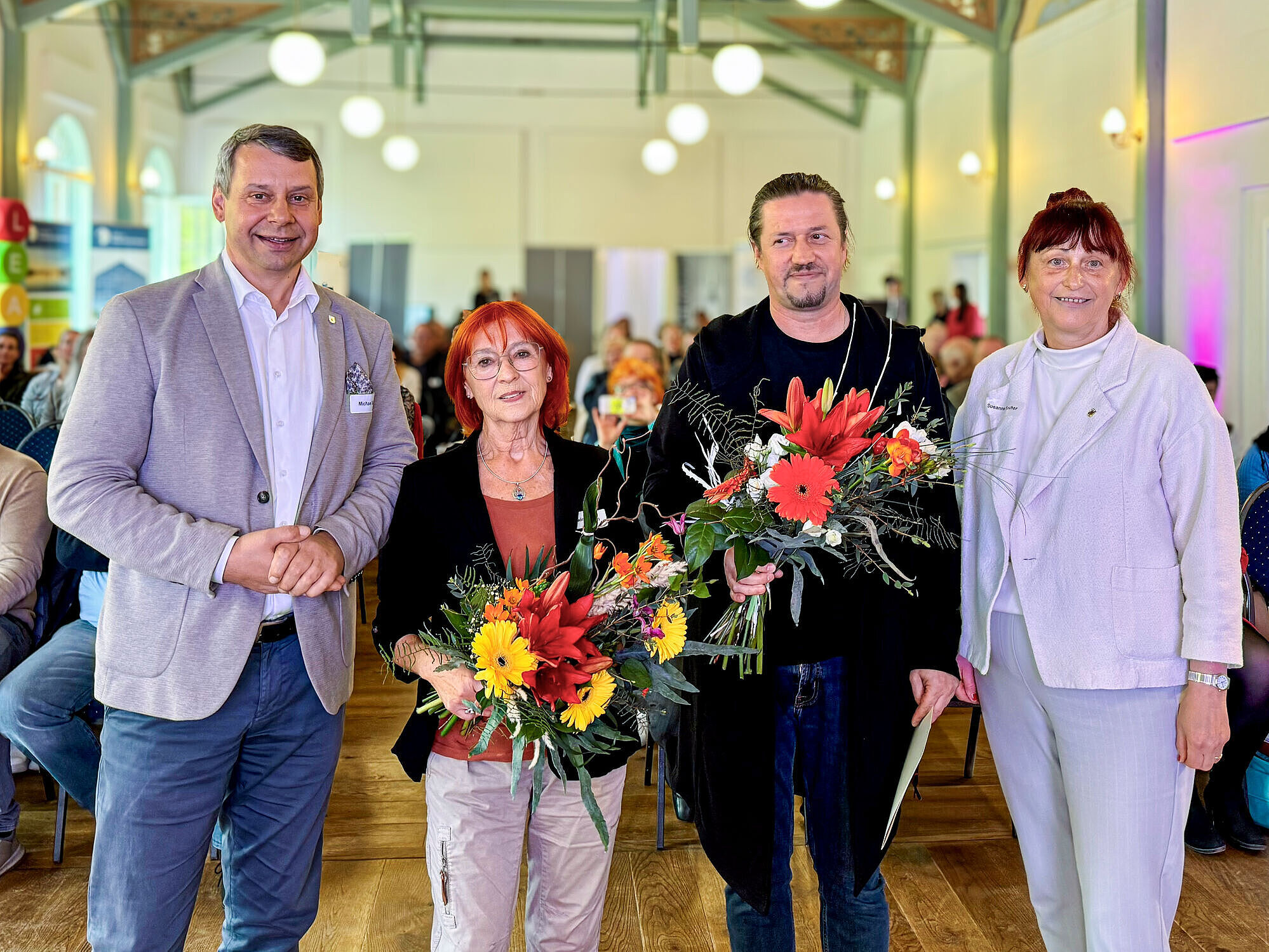 Der PolenmARkT e. V. erhält den Kulturpreis des Kreises Vorpommern-Greifswald. (v.l.n.r. Landrat Michael Sack, Dr. Marek Fialek, Hedwig Golpon,  Susanne Sacher).