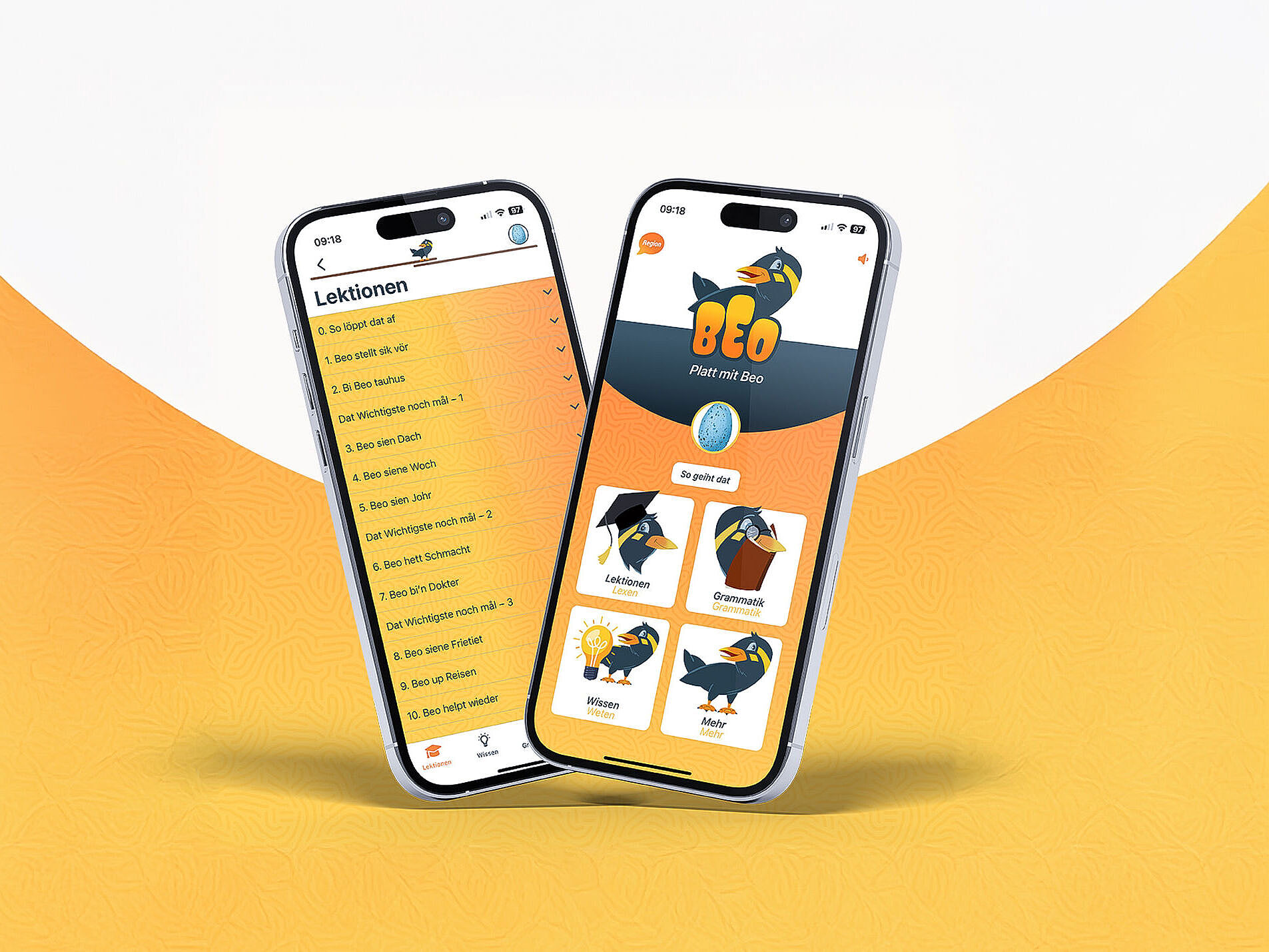 Startbildschirm der Sprachlern-App